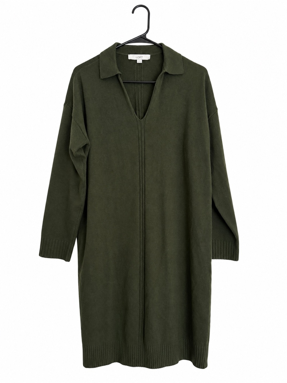 LOFT Olive Green Collared Sweater Dress Size Small